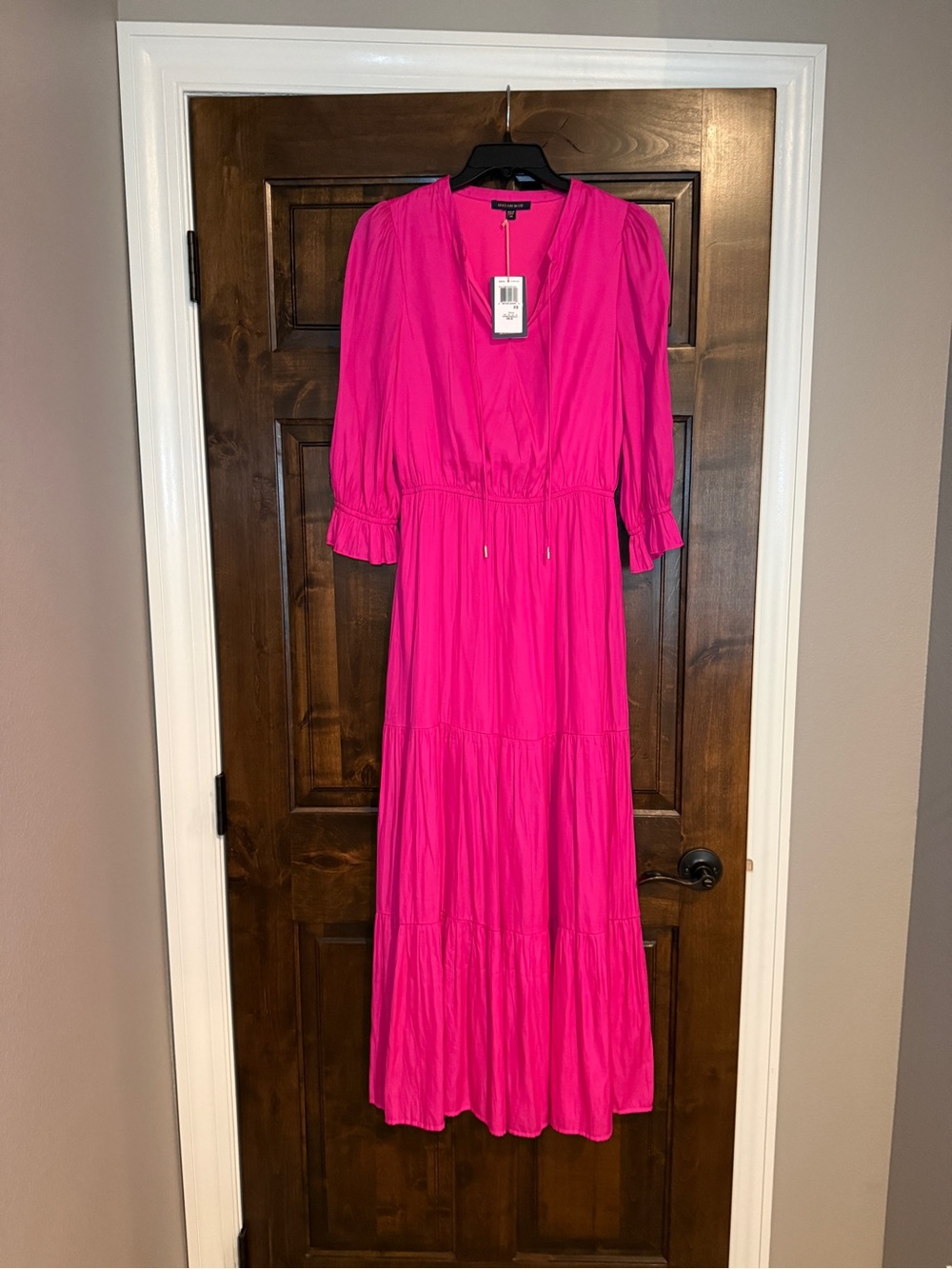 NWT Skies Are Blue Bright Pink Tiered Maxi Dress